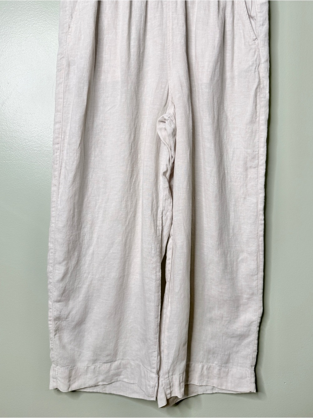 Tahari Linen Wide Leg Pull On Pants Casual Summer Vacation White Beige Size XL - Picture 6 of 8